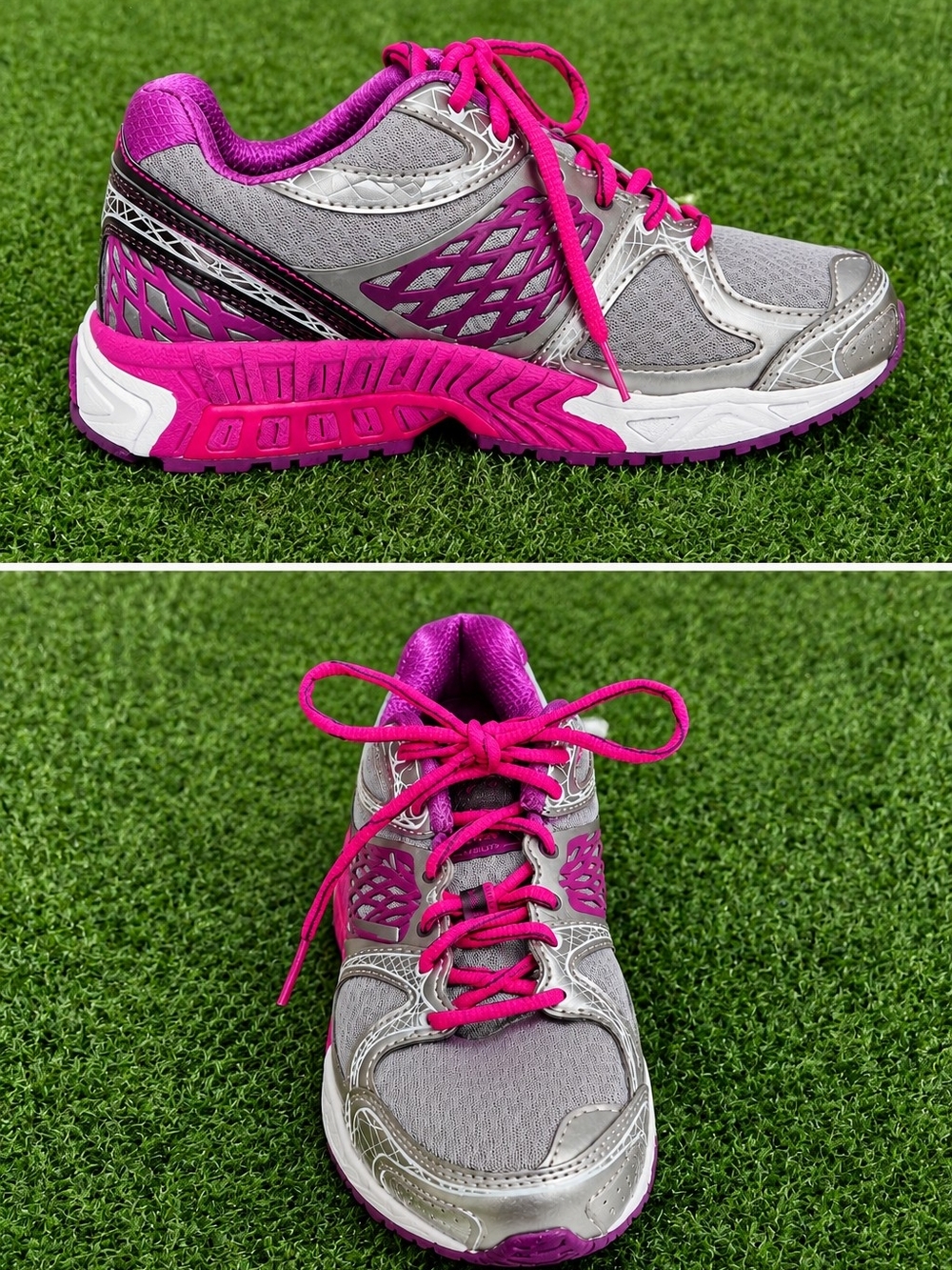 New Balance Women's Gray and Fuchsia Athletic Running Shoe
